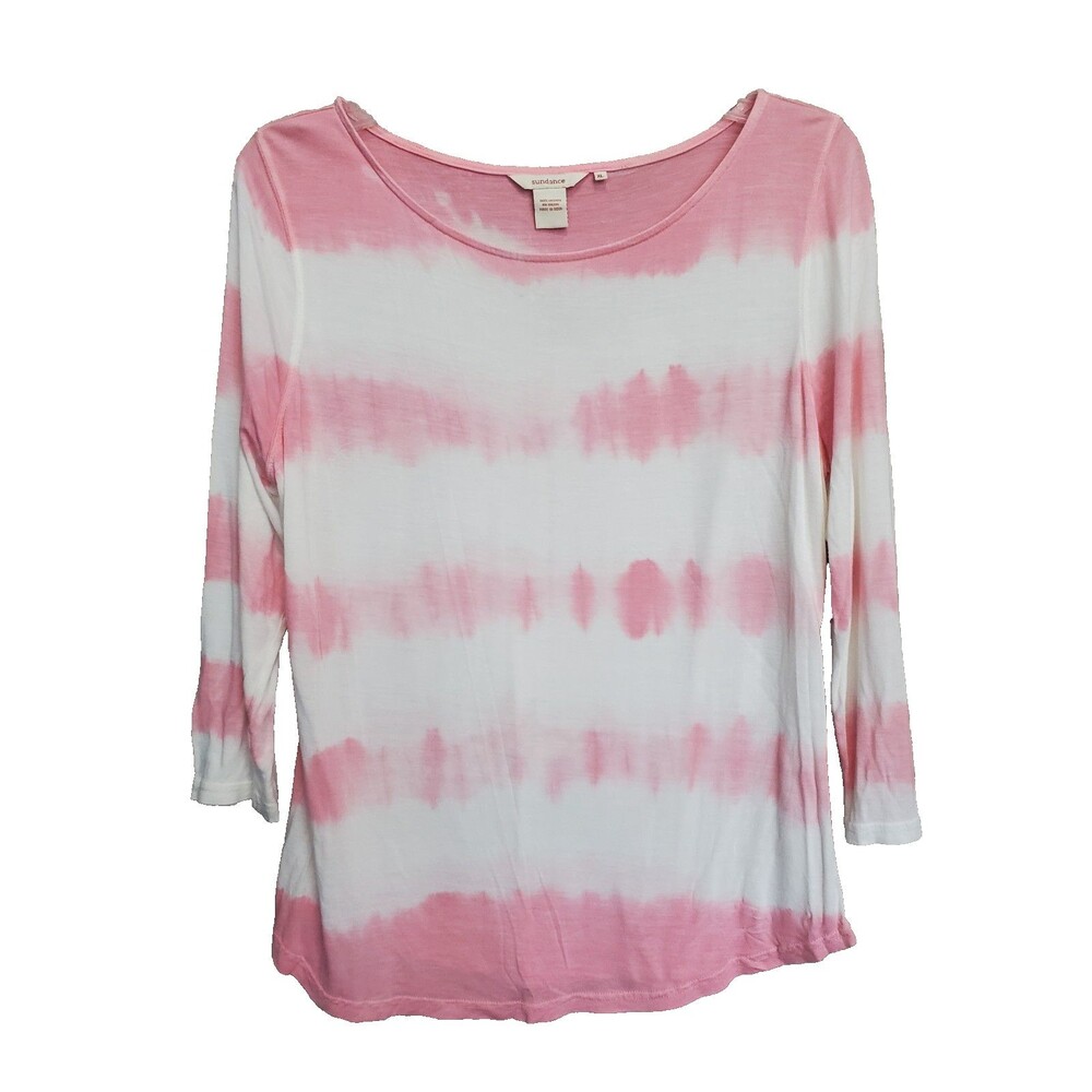 Sundance Viscose Pink & White Tie-Dye Long Sleeve T-Shirt Size XL